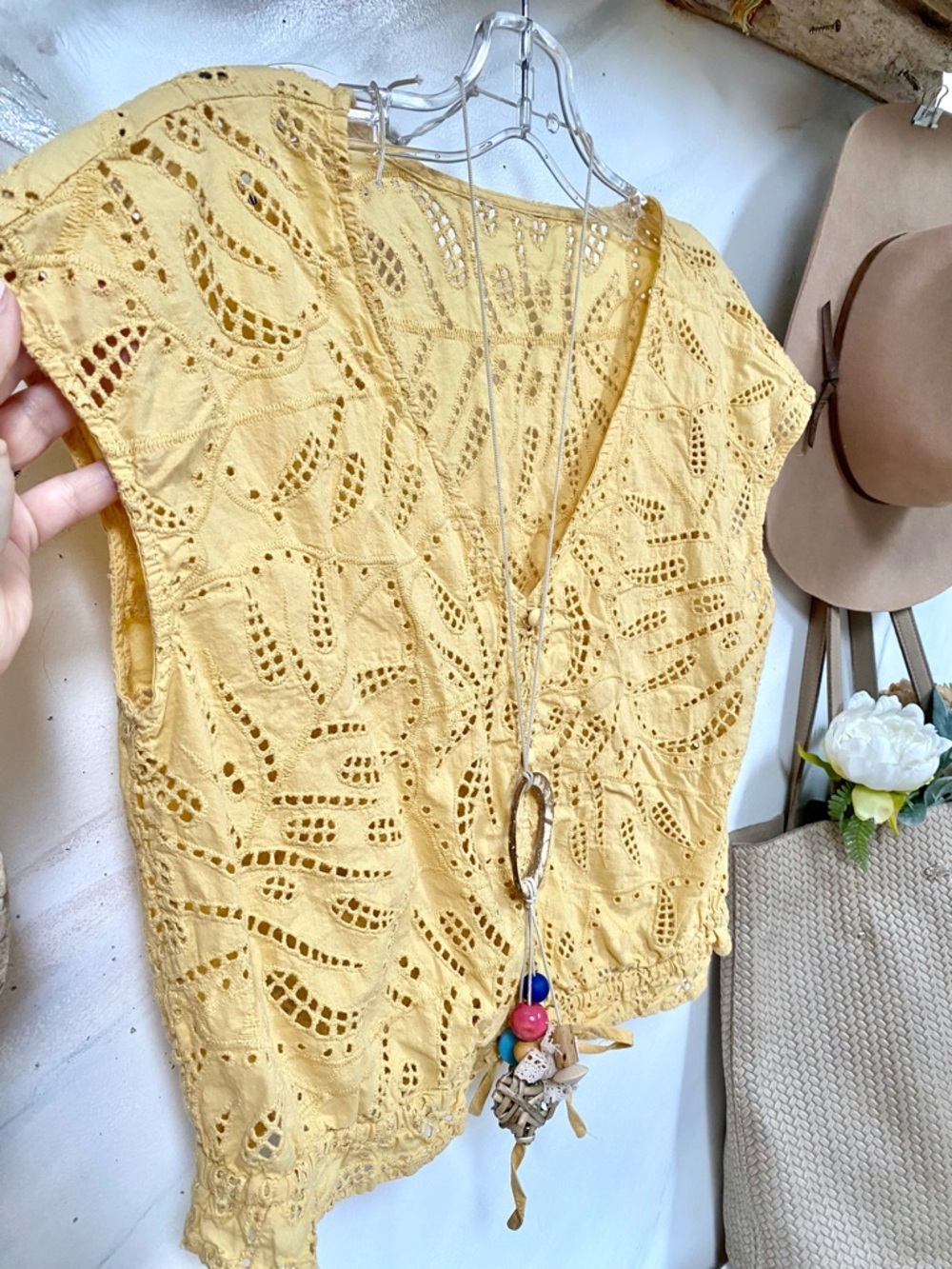 Pastel sunflower 🌻 crochet boho blouse w farmhouse prairie cottagecore vibe